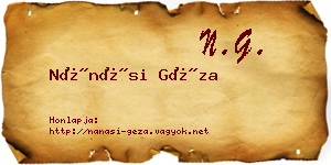 Nánási Géza névjegykártya